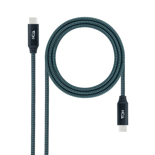 29432-Nanocable Cable USB 3.2 Gen2x2 20Gbps 5A/100W 4K/60Hz USB-C/M-USB-C/M, Gris/Negro, 0.5 m