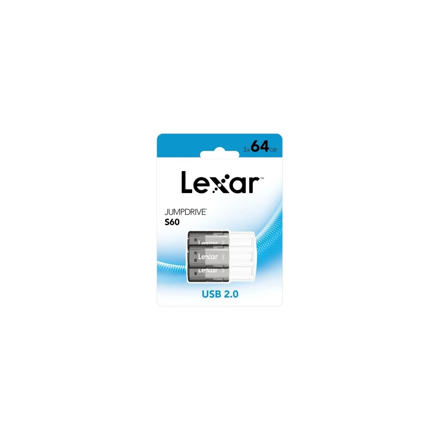 29484-LEXAR JUMPDRIVE S60 USB 2.0 FLASH DRIVE 3 PACK 64GB 29484-LEXAR JUMPDRIVE S60 USB 2.0 FLASH DRIVE 3 PACK 64GB