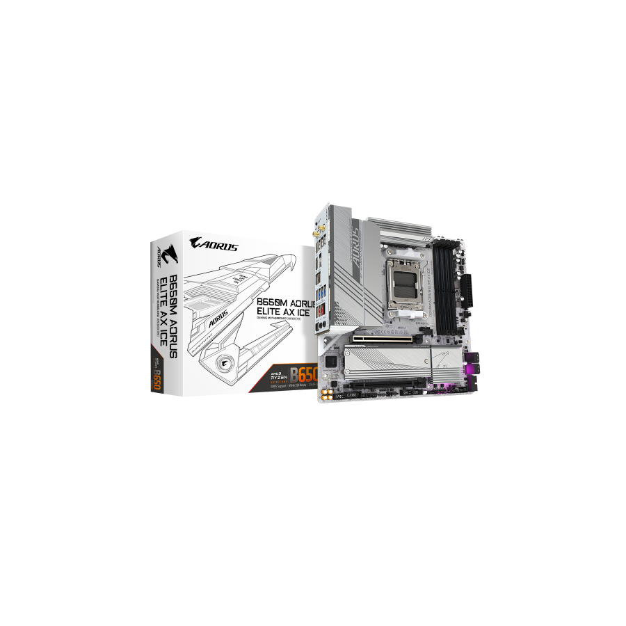 29850-GIGABYTE B650M AORUS ELITE AX ICE Placa base - AMD Ryzen serie 9000, VRM de 12+2+2 fases, hasta 8000 MHz DDR5 (OC) 29850-GIGABYTE B650M AORUS ELITE AX ICE Placa base - AMD Ryzen serie 9000, VRM de 12+2+2 fases, hasta 8000 MHz DDR5 (OC)