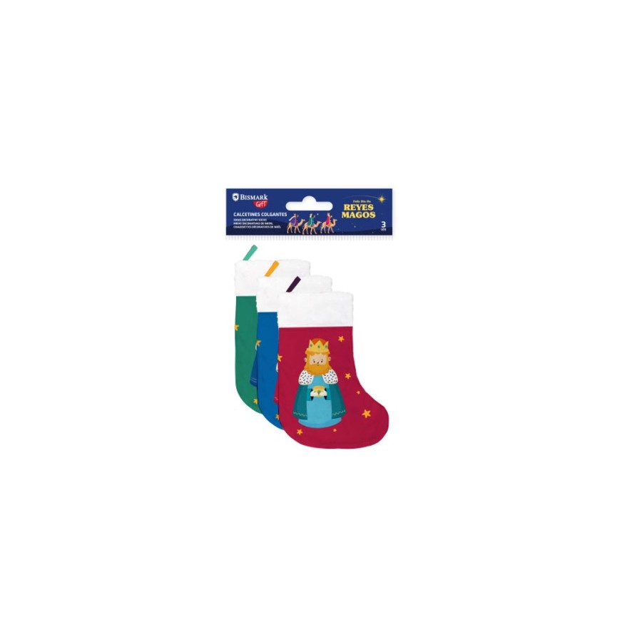 29961-PACK 3 CALCETINES DECORATIVOS REYES MAGOS (VERDE/ROJO Y AZUL) BISMARK 332889 29961-PACK 3 CALCETINES DECORATIVOS REYES MAGOS (VERDE/ROJO Y AZUL) BISMARK 332889