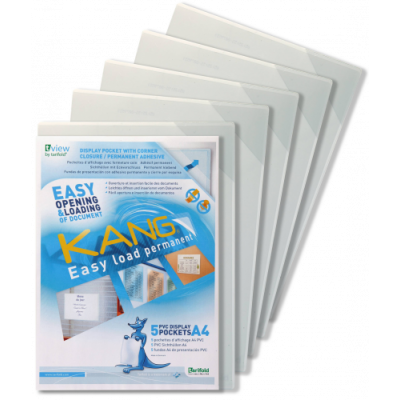 PACK DE 5 FUNDA ADHESIVA PERMANENTE KANG EASY LOAD A4 TARIFOLD 194680