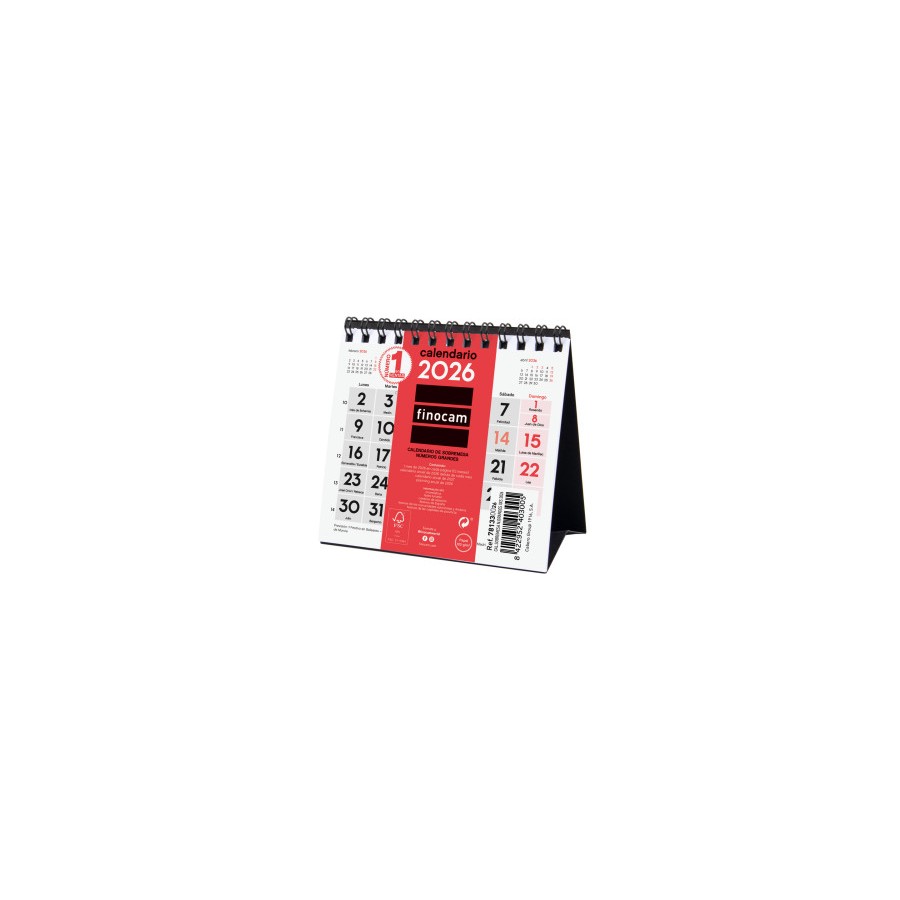 30291-CALENDARIO 2026 SOBREMESA NEUTRO NUMEROS GRANDES XXS 110X100MM FINOCAM 781330026