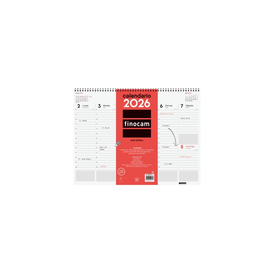 30337-VADE 2026 ESPIRAL SEMANA VISTA VERTICAL 420X310MM FINOCAM 780260026