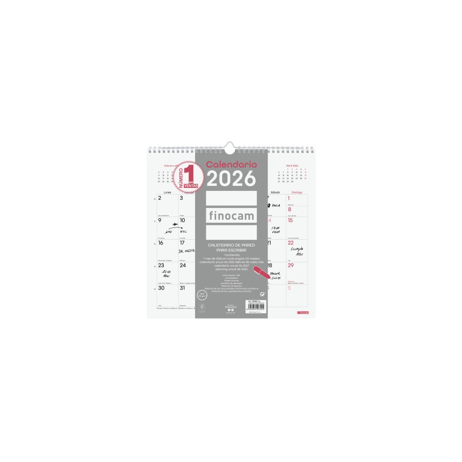30360-CALENDARIO 2026 PARED TRENDY CHIC ESCRIBIR 300X300MM BLANCO FINOCAM 787007326 30360-CALENDARIO 2026 PARED TRENDY CHIC ESCRIBIR 300X300MM BLANCO FINOCAM 787007326