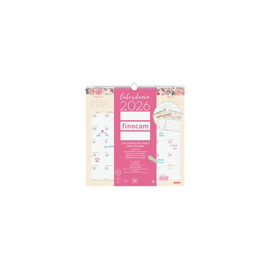30364-CALENDARIO 2026 PARED TRENDY DESIGN ESCRIBIR 300x300MM FINOCAM 787530126