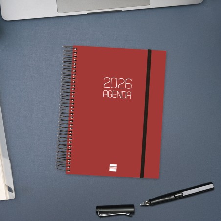 30453-AGENDA 2026 BASIC OPAQUE E10 155X212MM DIA PAGINA BURDEOS FINOCAM 742917426