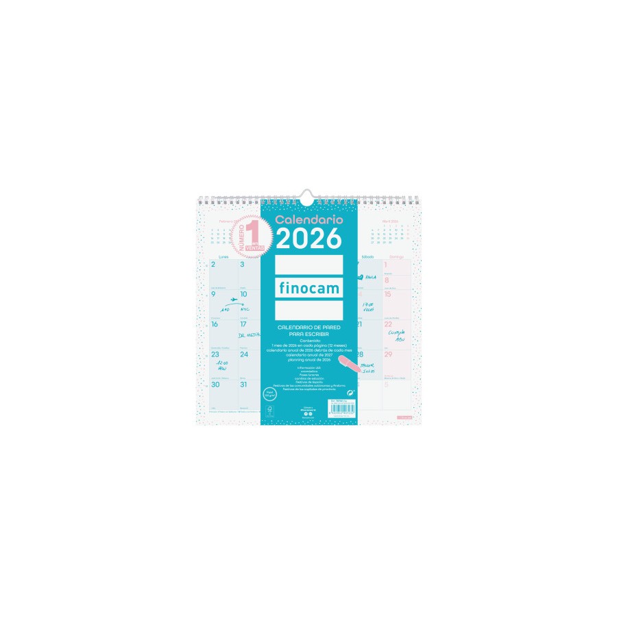 30693-CALENDARIO 2026 PARED TRENDY CHIC ESCRIBIR 300X300MM TURQUESA FINOCAM 787005826 30693-CALENDARIO 2026 PARED TRENDY CHIC ESCRIBIR 300X300MM TURQUESA FINOCAM 787005826