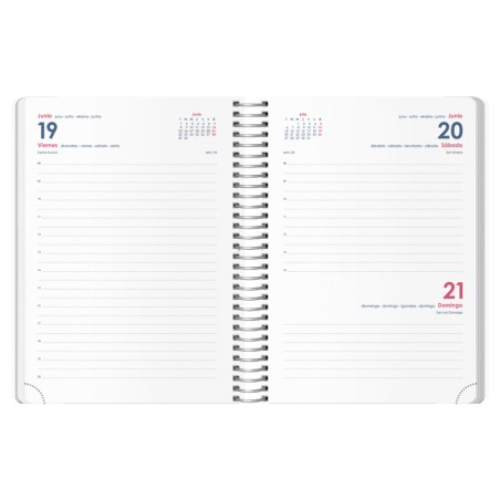 30803-AGENDA 2026 MEMPHIS ESPIRAL DIA PAGINA 15 X 21 CM. MODELO GRIS DOHE 12689 - 26