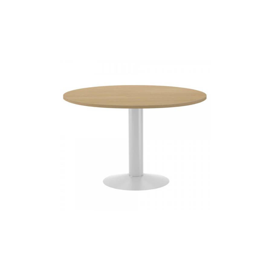 3090-MESA DE REUNIONES REDONDA 120CM DE DIAMETRO. ALTURA 72CM. COLOR: PATA METALICA BLANCA / TABLERO ROBLE ROCADA 3006AT 3090-MESA DE REUNIONES REDONDA 120CM DE DIAMETRO. ALTURA 72CM. COLOR: PATA METALICA BLANCA / TABLERO ROBLE ROCADA 3006AT