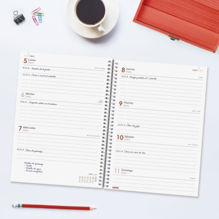 30900-AGENDA 2026 BASIC YEAR E10 155X212MM SEMANA VISTA HORIZONTAL ROJO FINOCAM 741453026