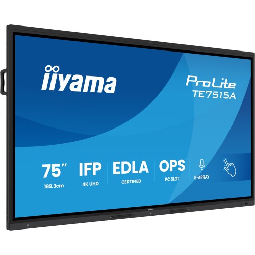 31033-PANTALLA INTERACTIVA 75" EDLA, ANDROID 14, 16/128GB UHD IPS, MM 2X 20W  + 20W SUBWR, 2X HDMI, DP , 1X USB-C,  550C
