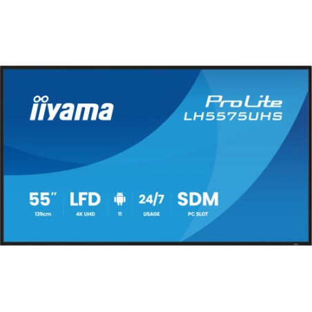 31129-MONITOR TACTIL IIYAMA 55" 3840X2160, UHD VA, 500CD/M2, HORIZ VERT,FAILOVER,MM 2X 10W, HDMI 3X, DP, DP-OUT, USB 2.0