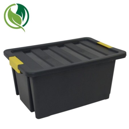 31343-CAJA SOSTENIBLE DE ALMACENAJE CON TAPA Y RUEDAS 55 LITROS 43X63X30CM PP NEGRO ARCHIVO 2000 CP1481055 NE