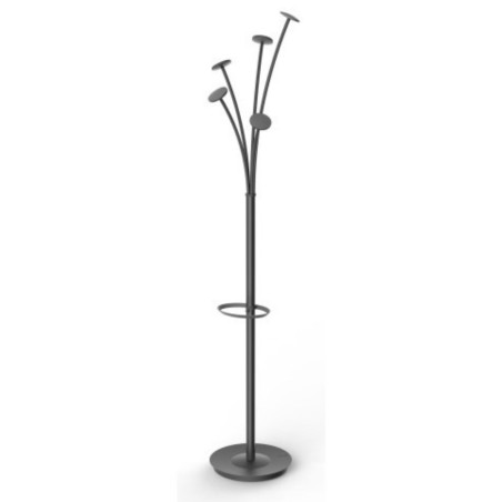 31369-PERCHERO DE PIE CON 5 GANCHOS GRANDES Y SOPORTE PARA PARAGUAS 355X1870 MM NEGRO ALBA ALPMFEST NE