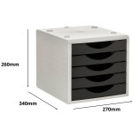 31373-MODULO ECOGREEN 5 CAJONES 100% RECICLADO Y RECICLABLE DIN A4 FOLIO Y SUBCARPETA MEDIDAS: 340X270X260 MM CARCASA GR