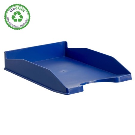 31375-BANDEJA APILABLE ECOGREEN 100% RECICLADO Y RECICLABLE AZUL 345X255X60 MM ARCHIVO 2000 742 AZ
