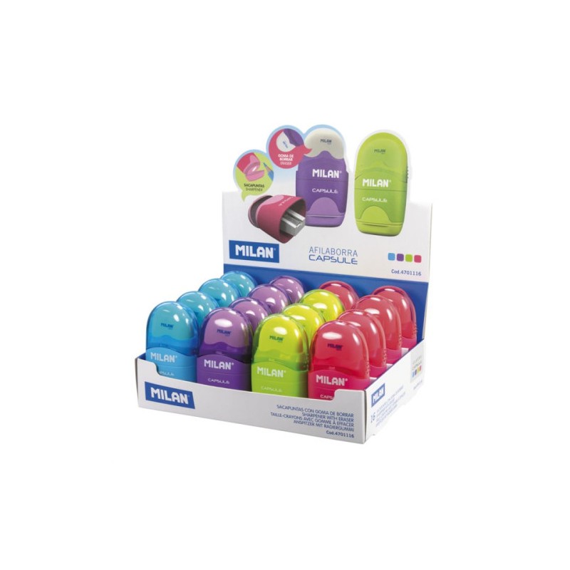 3147-Milan 4701116 sacapuntas Sacapuntas manual Azul, Verde, Rosa, Purpura