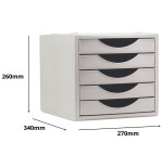 31471-MODULO ECOGREEN 5 CAJONES 100% RECICLADO Y RECICLABLE DIN A4 FOLIO Y SUBCARPETA MEDIDAS: 340X270X260 MM CARCASA Y