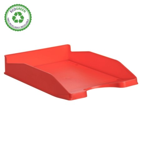 31476-BANDEJA APILABLE ECOGREEN 100% RECICLADO Y RECICLABLE ROJO 345X255X60 MM ARCHIVO 2000 742 RJ