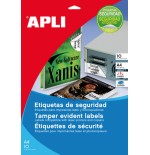 32321-PAQUETE 10 HOJAS A4 ETIQUETAS DE SEGURIDAD POLIESTER PLATA 45,7 X 21,2MM APLI 11272