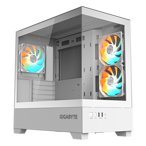 32486-GIGABYTE C201 PANORAMIC ICE Caja para PC - Torre media, m-ATX, compatible con radiador de 360 mm, 3 ventiladores p