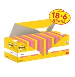 33084-PACK 18+6 BLOCS 100 HOJAS NOTAS ADHESIVAS 76X76MM COLORES SURTIDOS CAJA CARTON 654-COL-VP24 POST-IT 7100317837