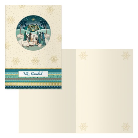 33677-PACK 6 TARJETAS DE FELICITACION NAVIDAD - TAMANO 11,5 X 17 CM - MODELO BELEN DOHE 70047