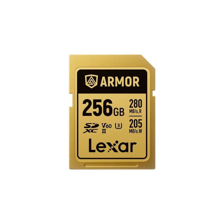 34173-LEXAR 256GB PROFESSIONAL ARMOR GOLD SDXC UHS-II CARDS,  UP TO 280MB/S READ 210MB/S WRITE C10 V60 U3,STAINLESS STEE