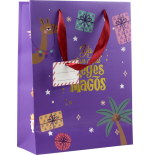 34183-BOLSA PAPEL REYES MAGOS S (24X10X32 CM) FOIL CON TARJETA COLGANTE COLORES SURTIDOS BISMARK 333601