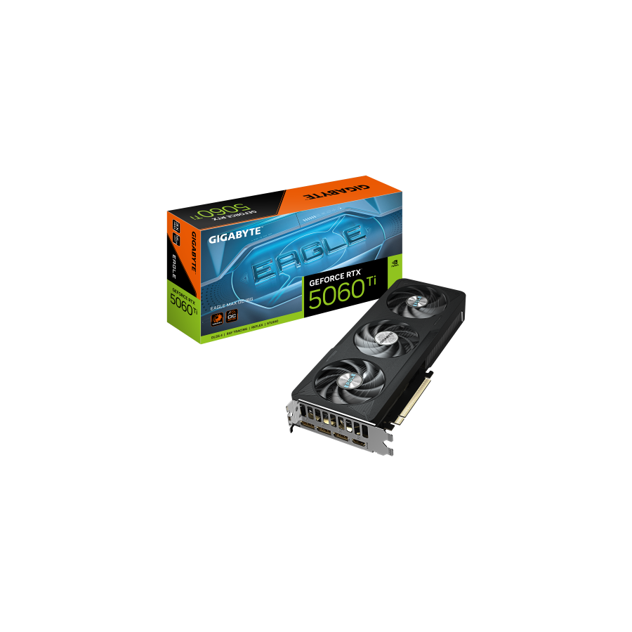 34186-GIGABYTE GeForce RTX 5060 Ti EAGLE MAX OC 16G Tarjeta Grafica - 16GB GDDR7, 128bit, PCI-E 5.0, 2617MHz Frecuencia