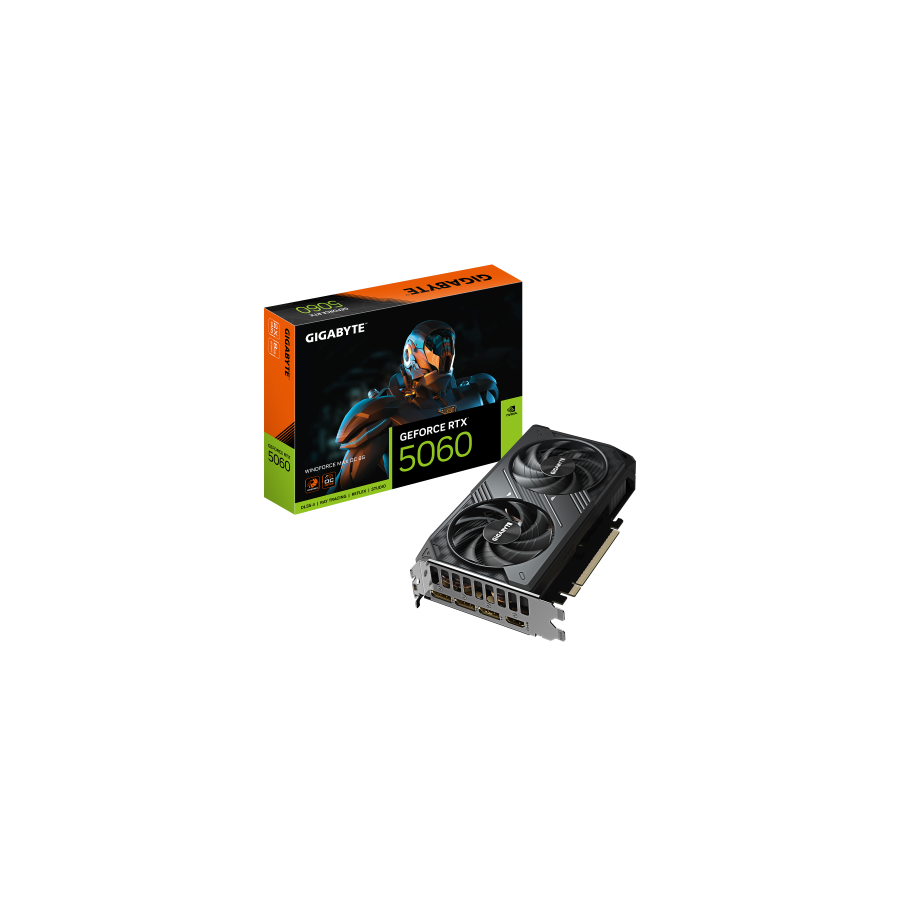34222-GIGABYTE GeForce RTX 5060 WINDFORCE MAX OC 8G Tarjeta Grafica - 8 GB GDDR7, 128 bits, PCI-E 5.0, 2512 MHz Frecuenc