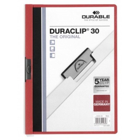3433-DOSSIER CON CLIP 30 H A4 ROJO DURABLE 2200-03