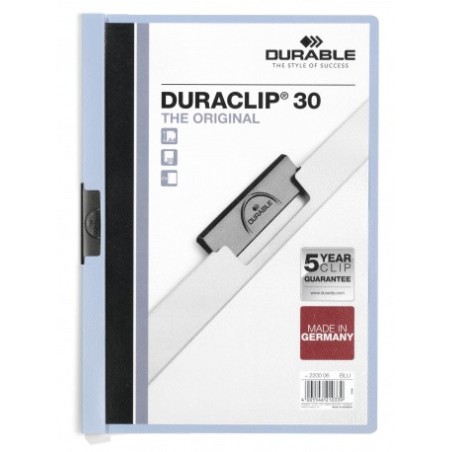 3434-DOSSIER CON CLIP 30 H A4 AZUL CLARO DURABLE 2200-06