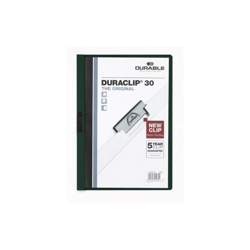 3436-DOSSIER CON CLIP 30 H A4 VERDE DURABLE 2200-32