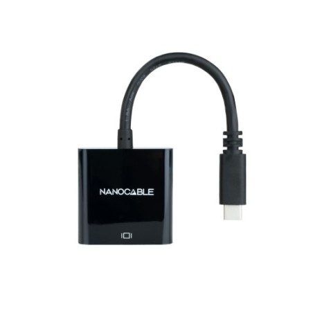 34378-Nanocable Conversor USB-C a VGA, USB-C/M-VGA/H, Negro, 10 cm