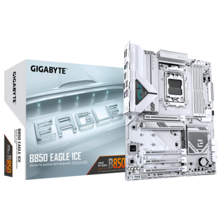 34454-PLACA GIGABYTE B850 EAGLE ICE (BLANCO),AMD,AM5,B850,4DDR5,256GB,1HDMI+1DP,4SATA3+3M.2,2.5GBE,5USB3.2,ATX