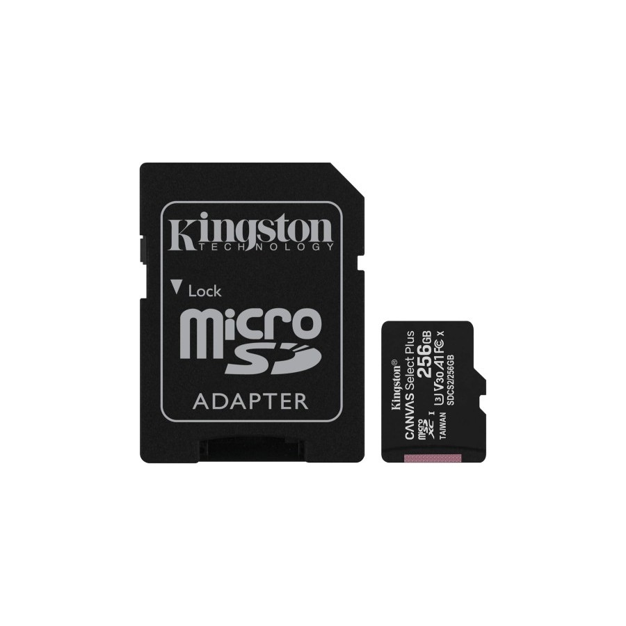 34586-KINGSTON 256GB MICSDXC CANVAS SELECT PLUS 100R A1 C10 CARD+ADP