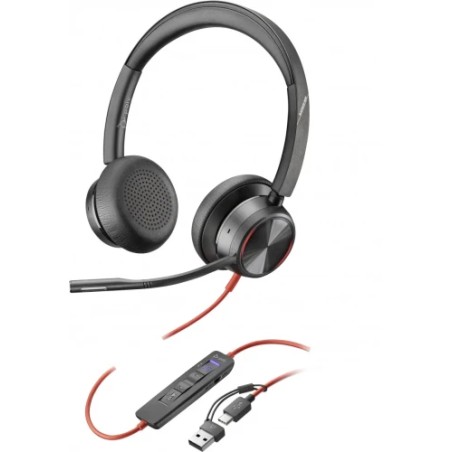 35022-HP Poly Auriculares estereo Poly Blackwire 8225 con certificacion Microsoft Teams USB-C + Adaptador USB-C/A