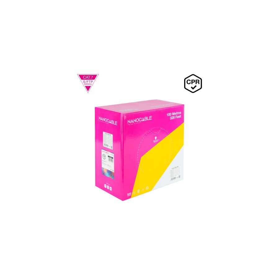 35036-Nanocable Cable de Red CAT.7 LSZH SFTP PIMF AWG23, Naranja, 100 m