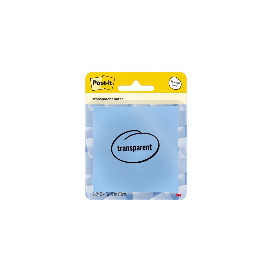 35066-BLISTER 36 HOJAS NOTAS TRANSPARENTES 600-1TRSPB 73X73 MM AZUL PASTEL POST-IT 7100394509