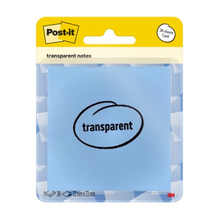 35066-BLISTER 36 HOJAS NOTAS TRANSPARENTES 600-1TRSPB 73X73 MM AZUL PASTEL POST-IT 7100394509