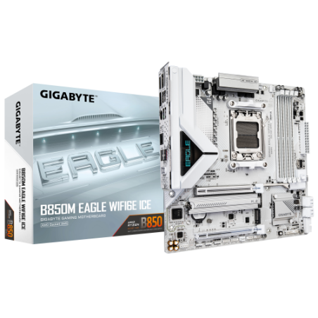 35169-PLACA GIGABYTE B850M EAGLE WIFI6E ICE (BLANCO),AMD,AM5,B850,4DDR5,256GB,1HDMI+1DP,4SATA3+3M.2,GBELAN+WIFI6E+BT5.3,