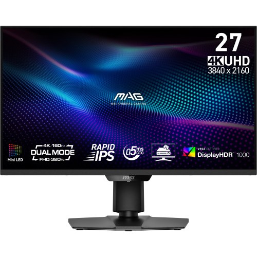 35284-MSI MONITOR MAG 274UPDF E16M. 27" RAPID VA MINI-LED PLANO. 3840X2160. 160HZ. NEGRO