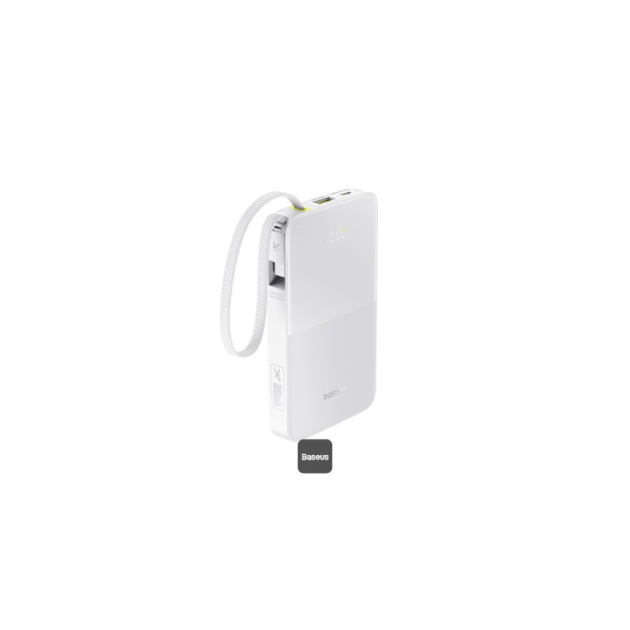36016-OS-BASEUS ENERFILL FP11 POWER BANK 10000MAH 15W MOON WHITE (INCLUDES SIMPLE TYPE-C TO TYPE-C CABLE 20V/3A 30CM WHI