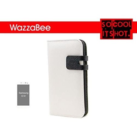 36061-FUNDA WAZZABEE PARA SAMSUNG S IV POLIPIEL, MARCO INT. PLASTICO,CIERRE MAGNETICO,BLANCO (WB-S4-WP-WH)