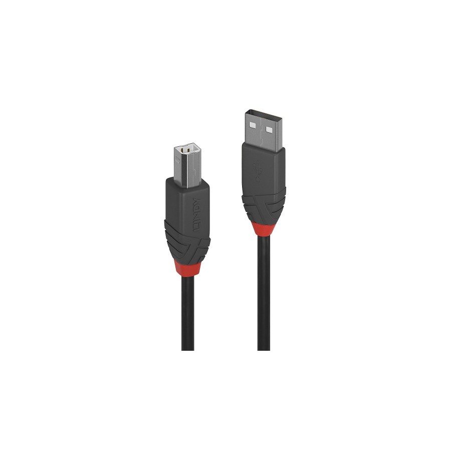 36511-Lindy 36677 cable USB USB 2.0 10 m USB A USB B Negro, Gris, Rojo