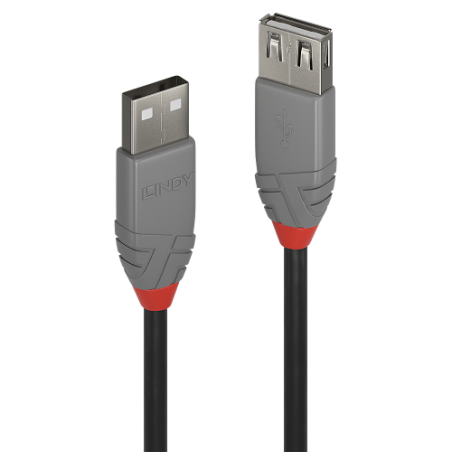 36537-Lindy 36701 cable USB USB 2.0 0,5 m USB A Negro, Gris