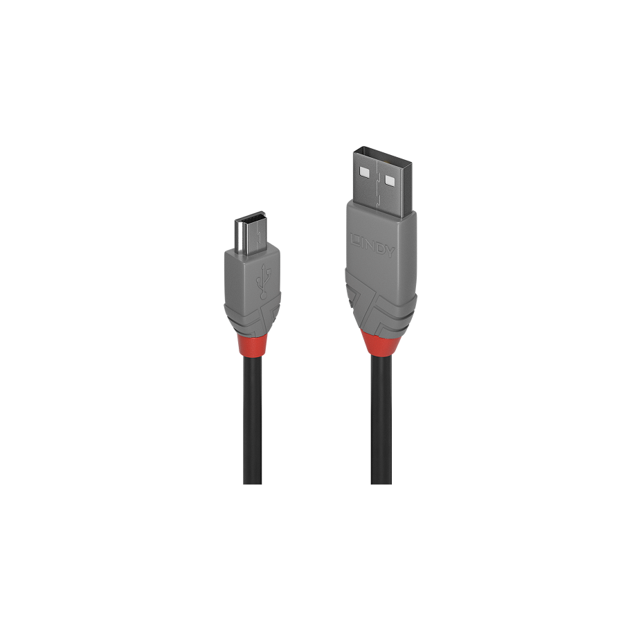 36563-Lindy 36722 cable USB USB 2.0 1 m USB A Mini-USB B Negro, Gris