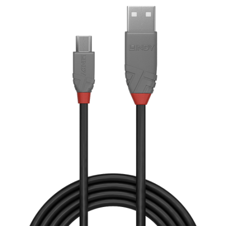 36574-Lindy 36731 cable USB USB 2.0 0,5 m USB A Micro-USB B Negro, Gris