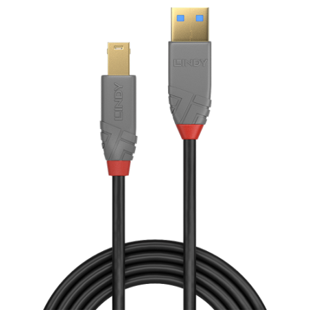 36584-Lindy 36740 cable USB USB 3.2 Gen 1 (3.1 Gen 1) 0,5 m USB A USB B Negro